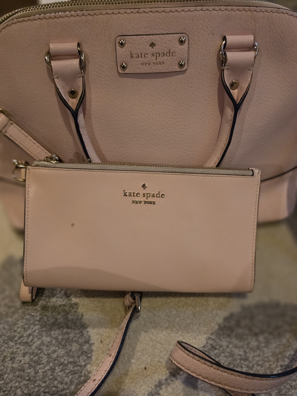kate spade Blush Pink Leather Crossbody with Matching Wristlet